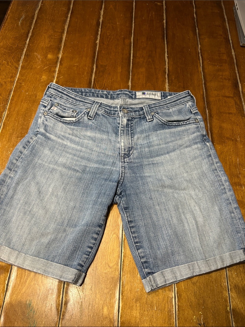 AG Adriano Goldschmied Light Blue Rolled-Hem Denim Shorts size 28